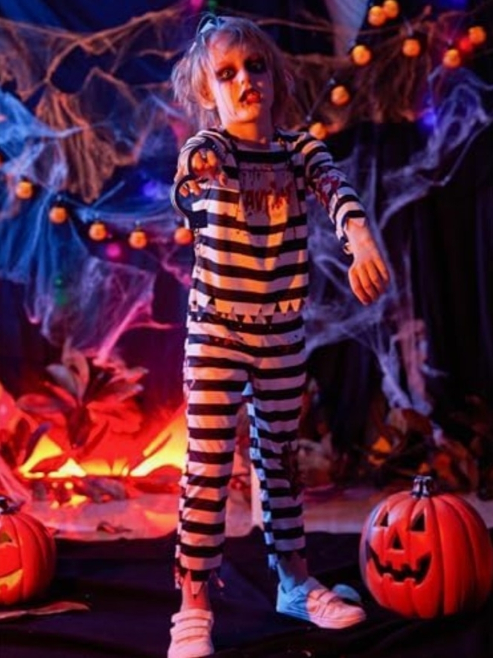 Kids Black Zombie Prisoner Costume Size 4-6